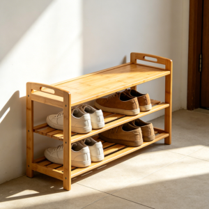 Ultra‑Thin Bamboo Shoe Rack for Entryway