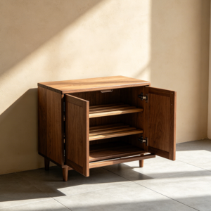 Compact Shoe Cabinet with Two Drop-Down Fronts